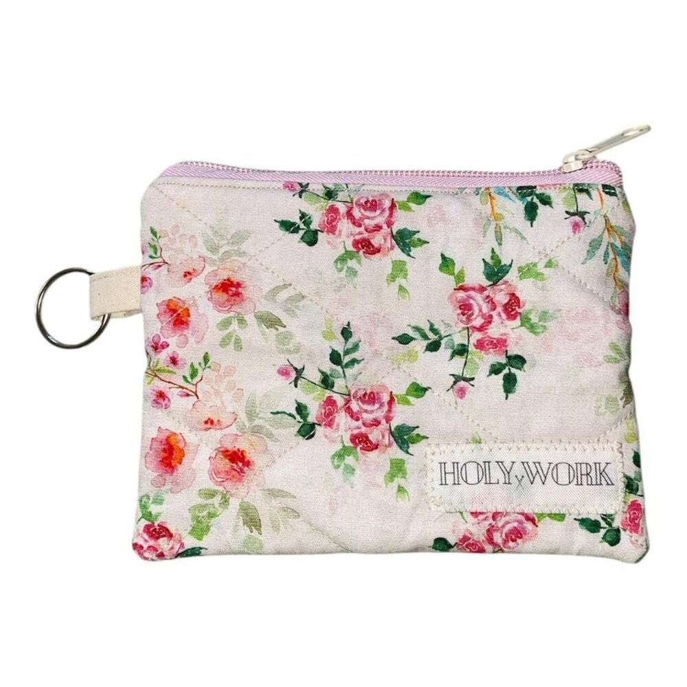 holy work quilted mini zip pouch handmade by yours truly 🖤